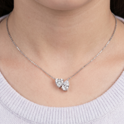 925 Sterling Silver Heart Flower Shape Pendant Necklace with Adjustable Length